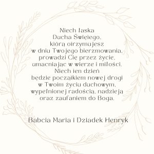 1. (Niech łaska Ducha Świętego, którą otrzymujesz  w dniu Twojego bierzmowania…)